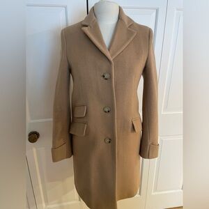 Lauren Ralph Lauren Wool Blend Flap Pocket Reefer Coat Camel Tan Size 2